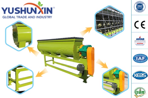 horizontal mixer for large scale compost